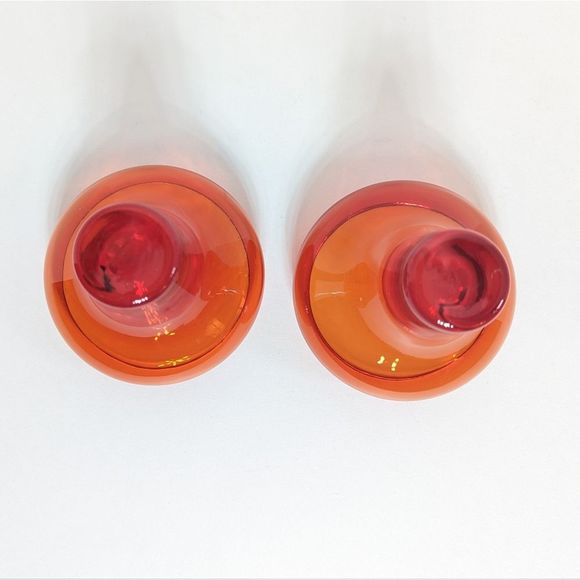 Mid Century Coupe Glass Set of 2 Amber Orange Vintage Retro - Picture 9 of 12